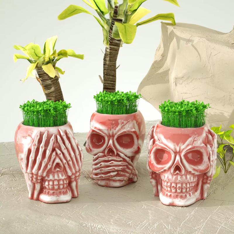 3 Set Halloween Skull Storage Box Silicone Resin Mold Skull Shaped Bottle Jar Epoxy Silicone Casting Molds