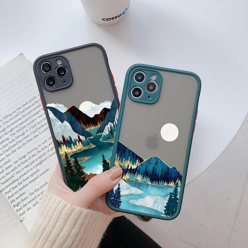 Hand Painted Phone Case For iphone X XS XR Scenery Shockproof Cases For iPhone 15 14 12 13 11 pro MAX Mini 7 8 Plus SE2 Cover