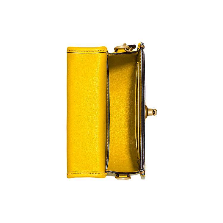 Coach Mini Smooth Logo Leather Saddle Bag Women handbags Yellow 876-B4LEM