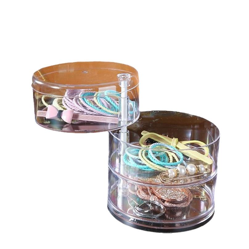 Rotating Jewelry Storage Box Makeup Storage Rack Bracelet Earring Round Plastic Organizer Boxes Holder Display Rack with Cover
