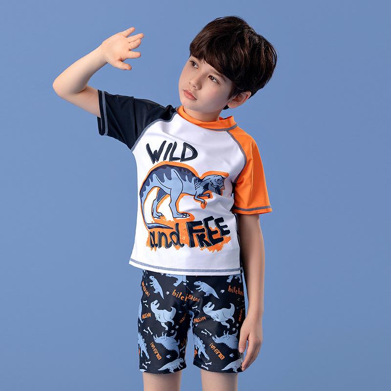 2025 Summer Boys' Teen Swimwear Set: Split Style Swimsuit & Trunks