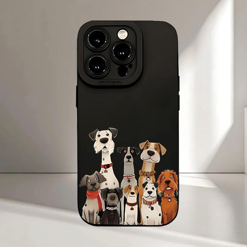 Puppy family pattern mobile phone case suitable for iPhone 17 16 15 14 13 12 11 Pro/ Max /Plus anti-fall and shockproof