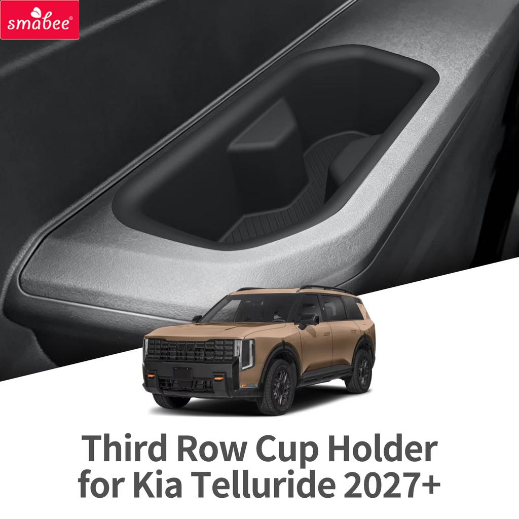 Smabee for Kia Telluride 2027+ Car 3rd Row Left and Right Side Water Cup Holder Insert Drinks Shock-Absorbing Storage Tray
