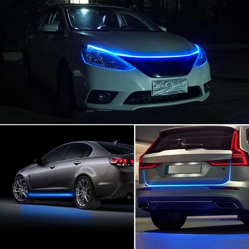 Car Hood Led Light Strip Waterproof Auto Decorative Headlight Atmosphere Lamp Exterior Ambient Decoration Lighting Car Universal