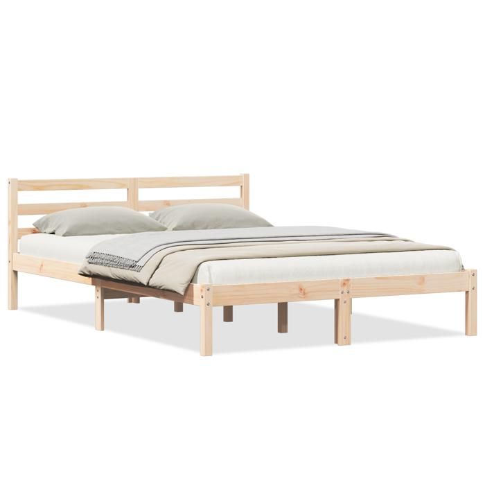 Cadre de lit vidaXL avec tête de lit 160x210 cm en bois de pin massif 869768