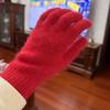 Winter Knitted Gloves Stretchy Warm Gloves Solid Color Fingered Gloves