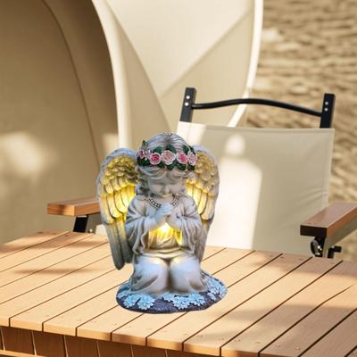 Angel Garden Statue Solar Light Crafts Powered Decor Praying