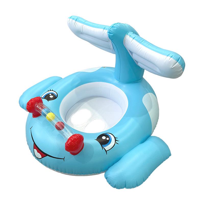 Summer Pink Heart Rabbit Sunshade Kids' Swim Ring - Anti-rollover Inflatable Seat