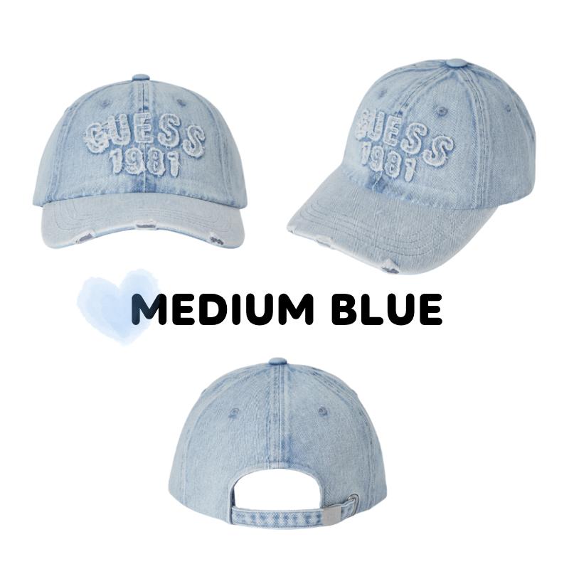 GUESS Washed Ball Cap Medium Blue Light Pink Korean Fashion Hat