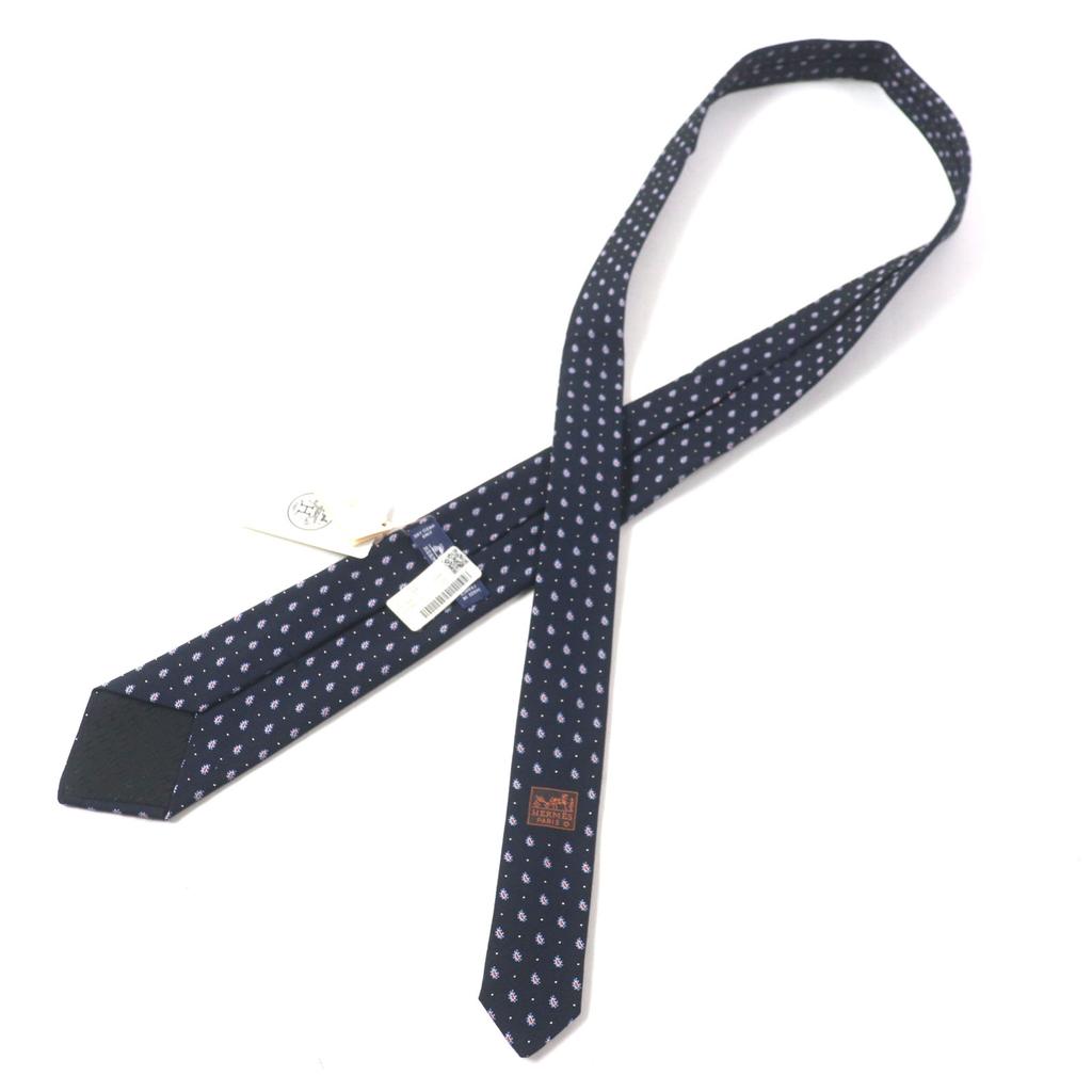 Pristine HERMES tie Cravat Paisley Dot silk mens 349289T Used