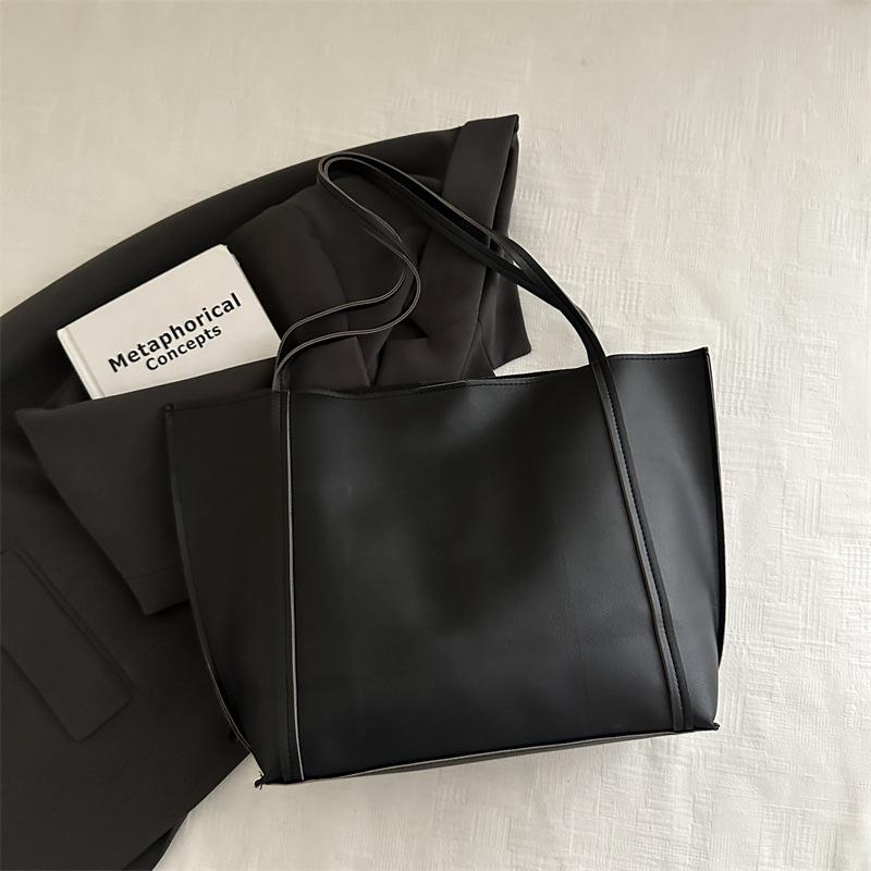 Bag Women's 2025 New Fashion Versatile Shoulder PU Large Bag Simple Retro Large Capacity Women's Portable Tote Bag