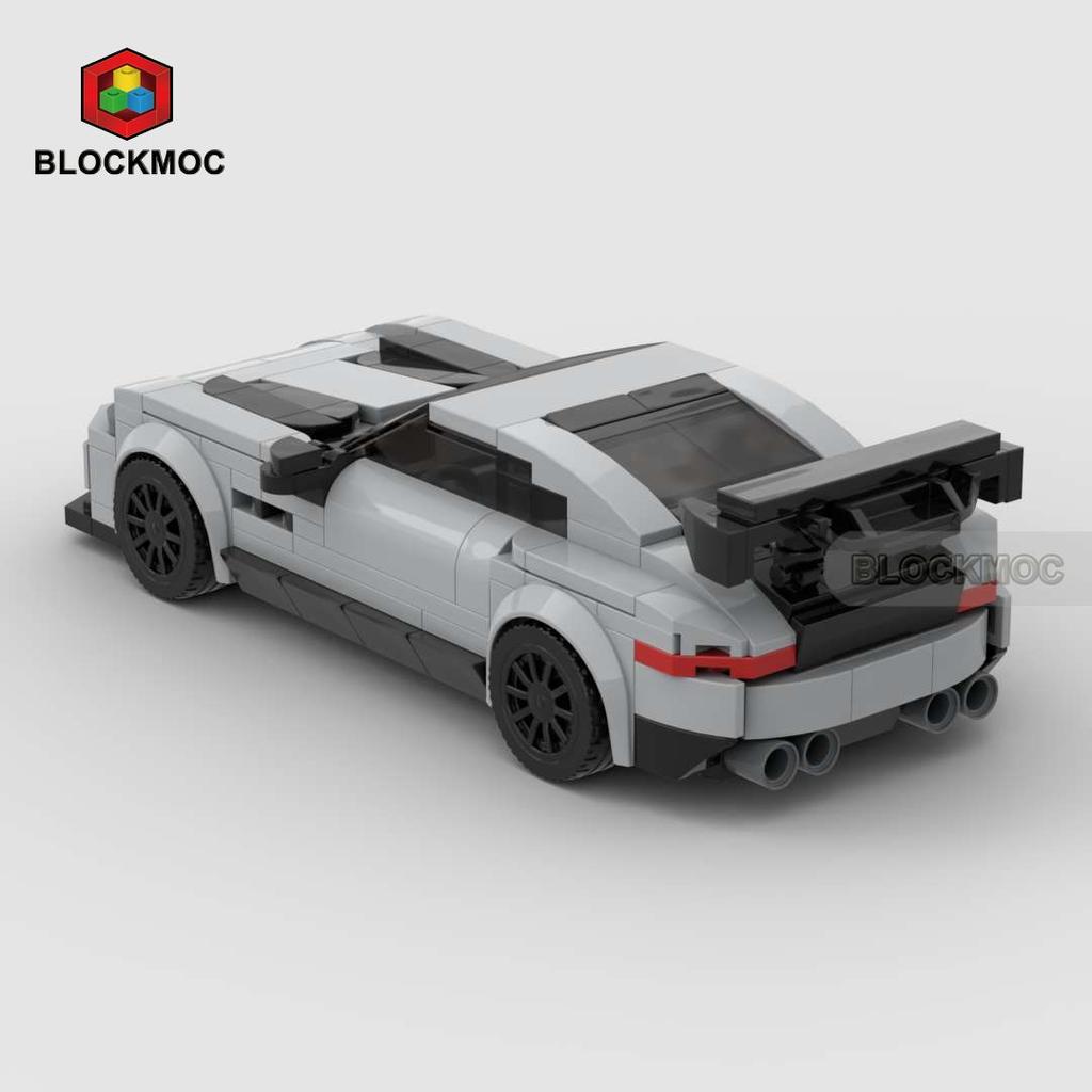 MOC Ziegel Rennsport Sportwagen Fahrzeug Rennfahrer Bausteine Sets Spielzeug für Kinder