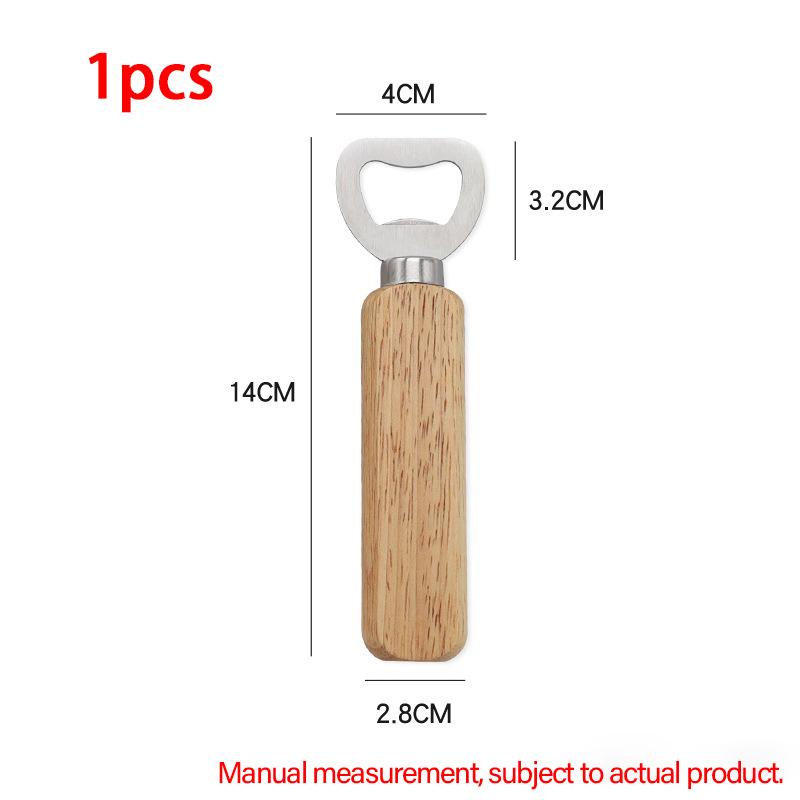 Beer Bottle Opener Bartender Kitchen  Wooden Bottle Opener Stainless Steel Wood Handheld Beer Opener KPQ007