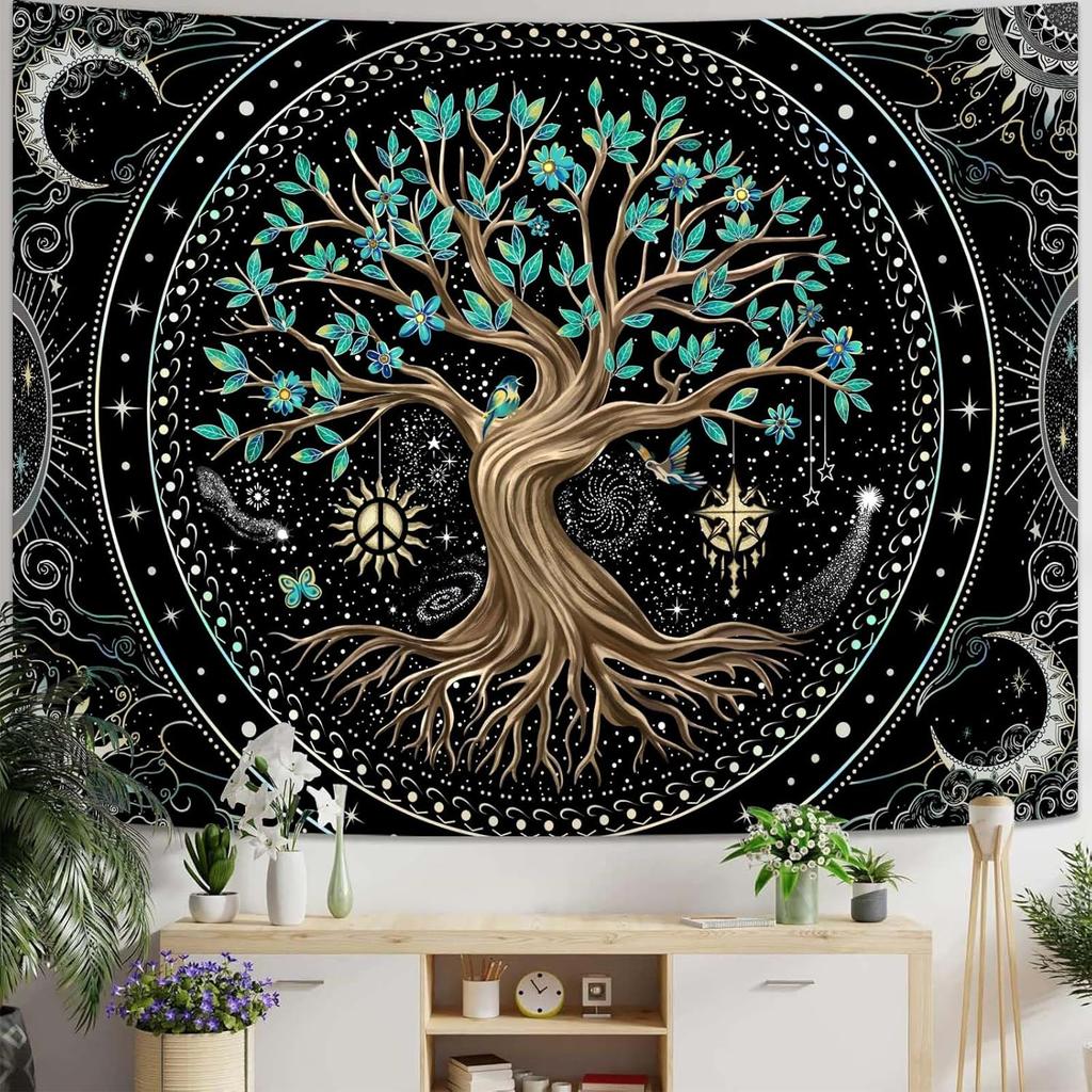 Tree of Life Tapestry Starry Sky Wall Tapestry,Vintage Tapestries for Bedroom Ceiling Tapestries Wall Hanging for Bedroom Living