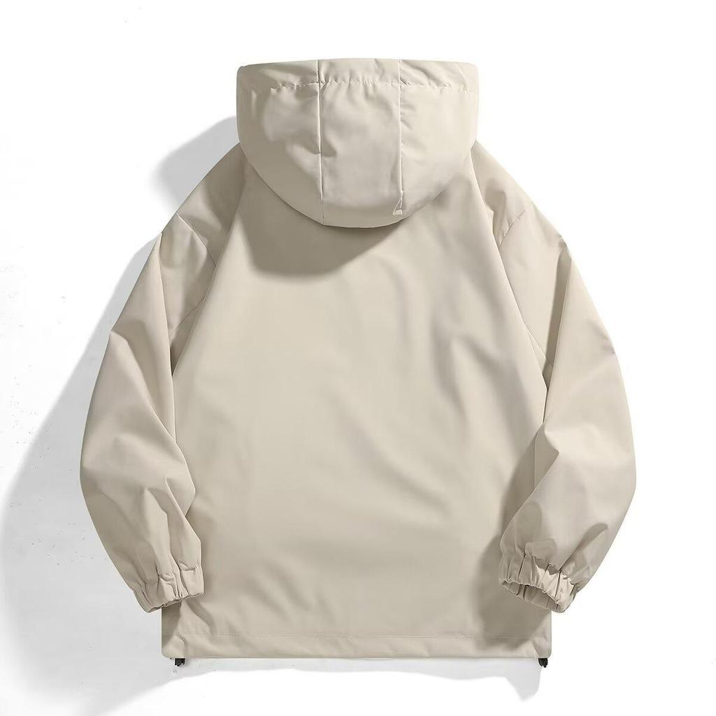 Men's Spring 2026 American Windbreaker: Mountain-Style, Outdoor, Three-Proof, Casual, Loose-Fit Hooded Jacket