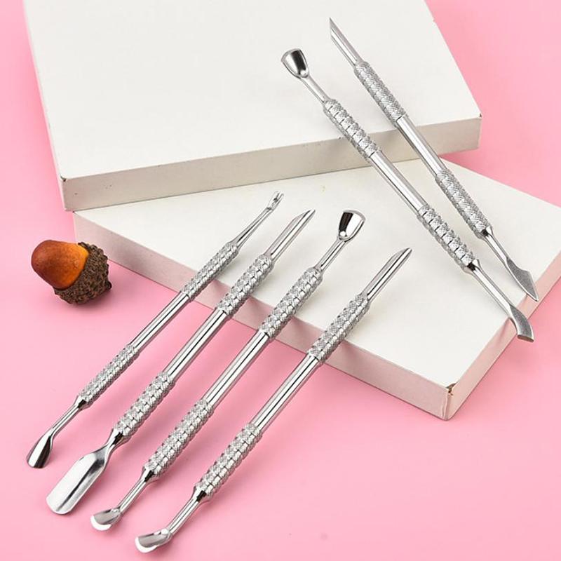 1Pcs Stainless Steel Cuticle Pusher Dual Sided Shaped Double Ended Ingrown Toenail Lifter Remover Trimmer Nail Art Care Tools