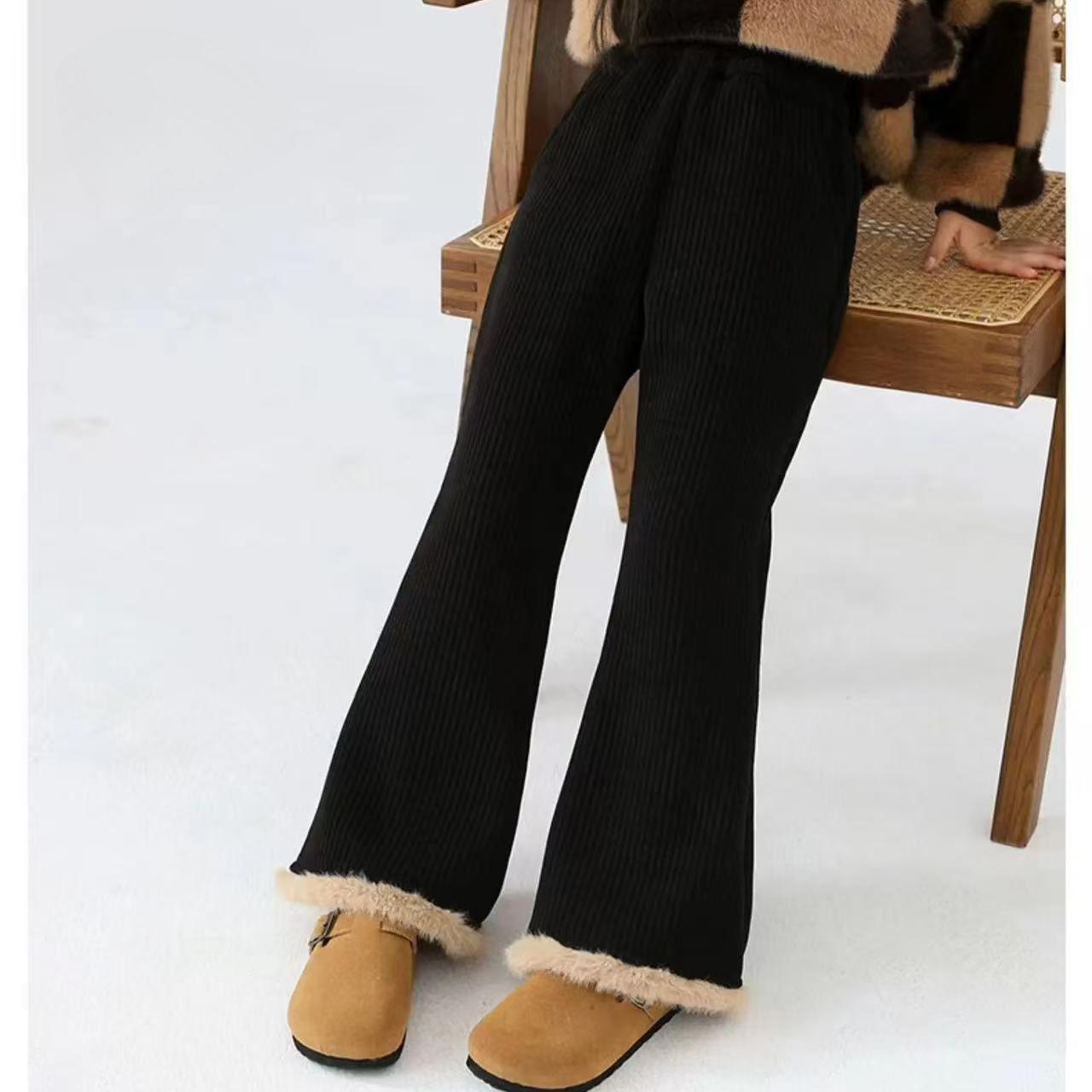 

Детские брюки Зимние расклешенные брюки для девочек Утепленные термо-клеши Уютные детские брюки для малышей Детская одежда 100 чёрный