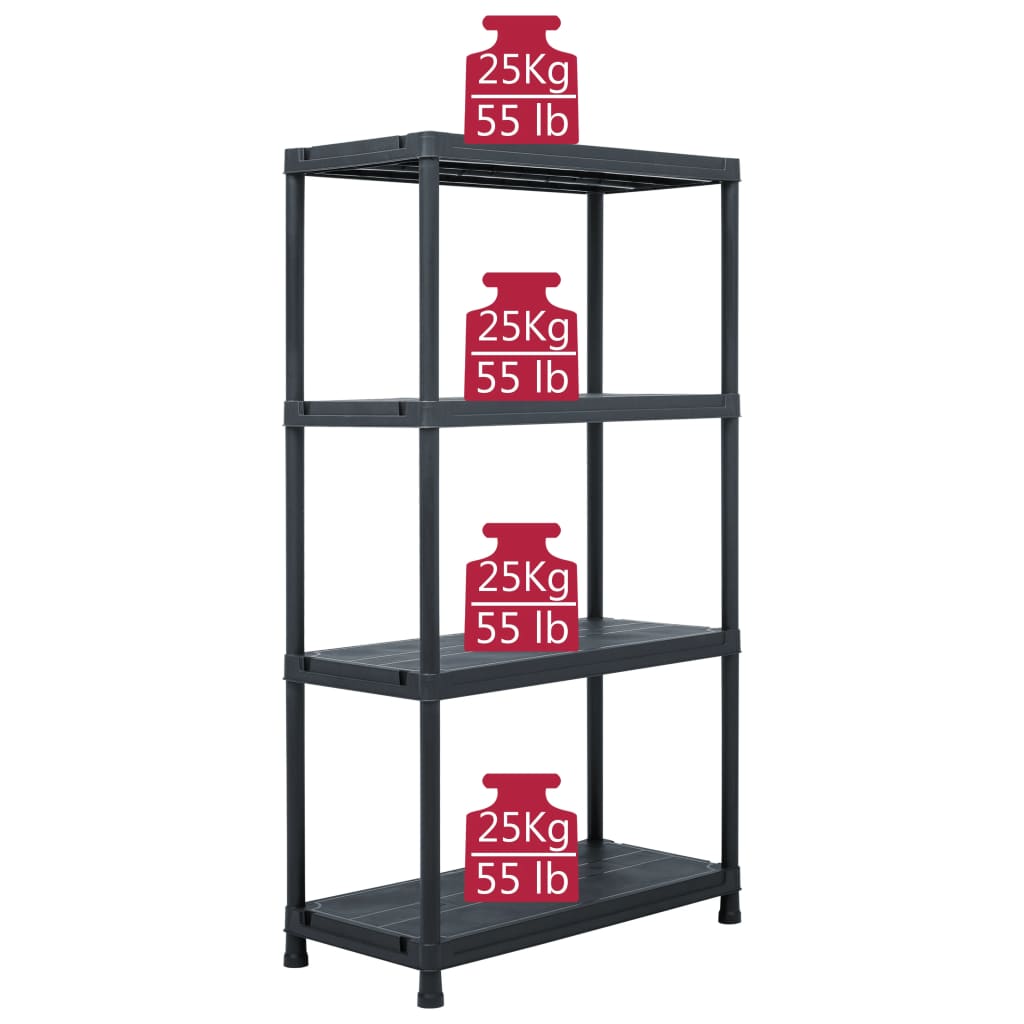 Vidaxl Warehouse Shelving, 5 Pcs, Black, 60X30X138 Cm, Plastic