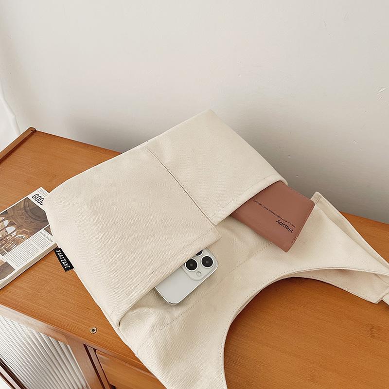 Large Capacity Tote Bag Women's Canvas Bag Solid Color Shoulder Crossbody Bag