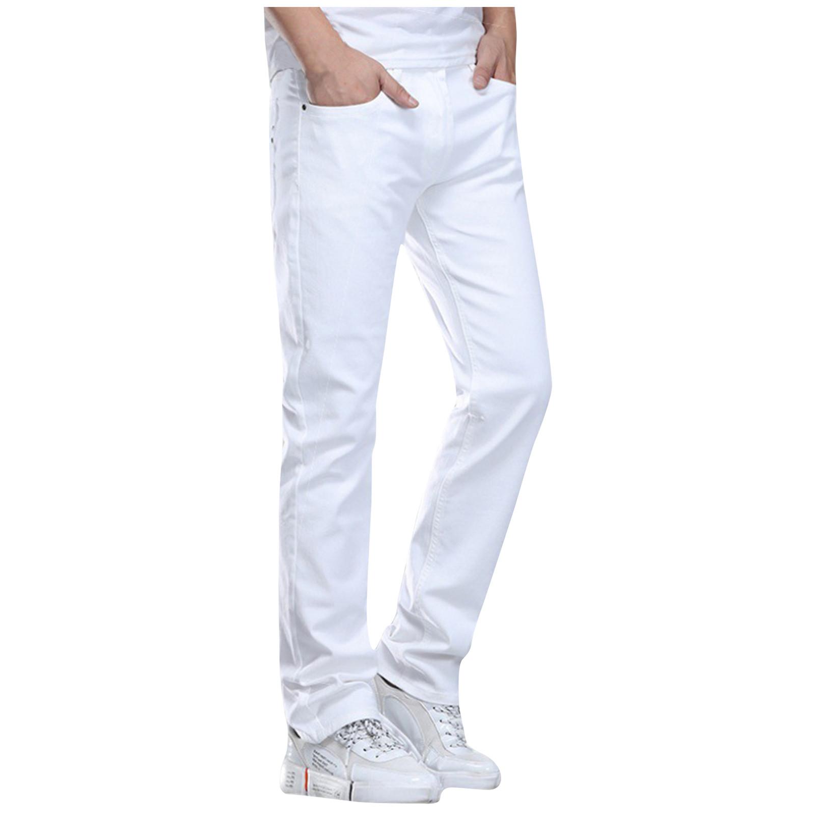 

Модные мужские повседневные однотонные рваные джинсы с высокой талией Брюки 33 белый