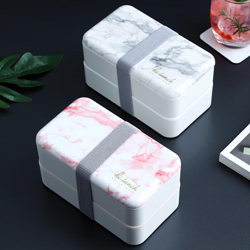 Star Orange Marble Double-Layer Lunch Box