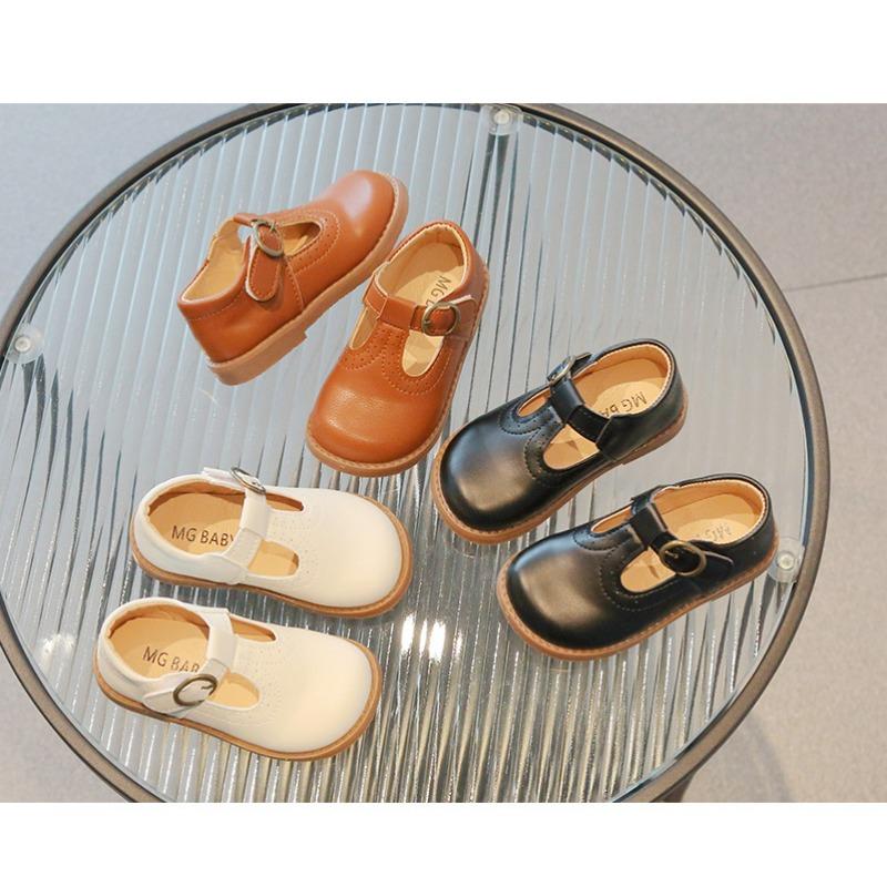Girls Solid Color British Style Kids Princess Leather Shoes College Style Casual Single Shoes