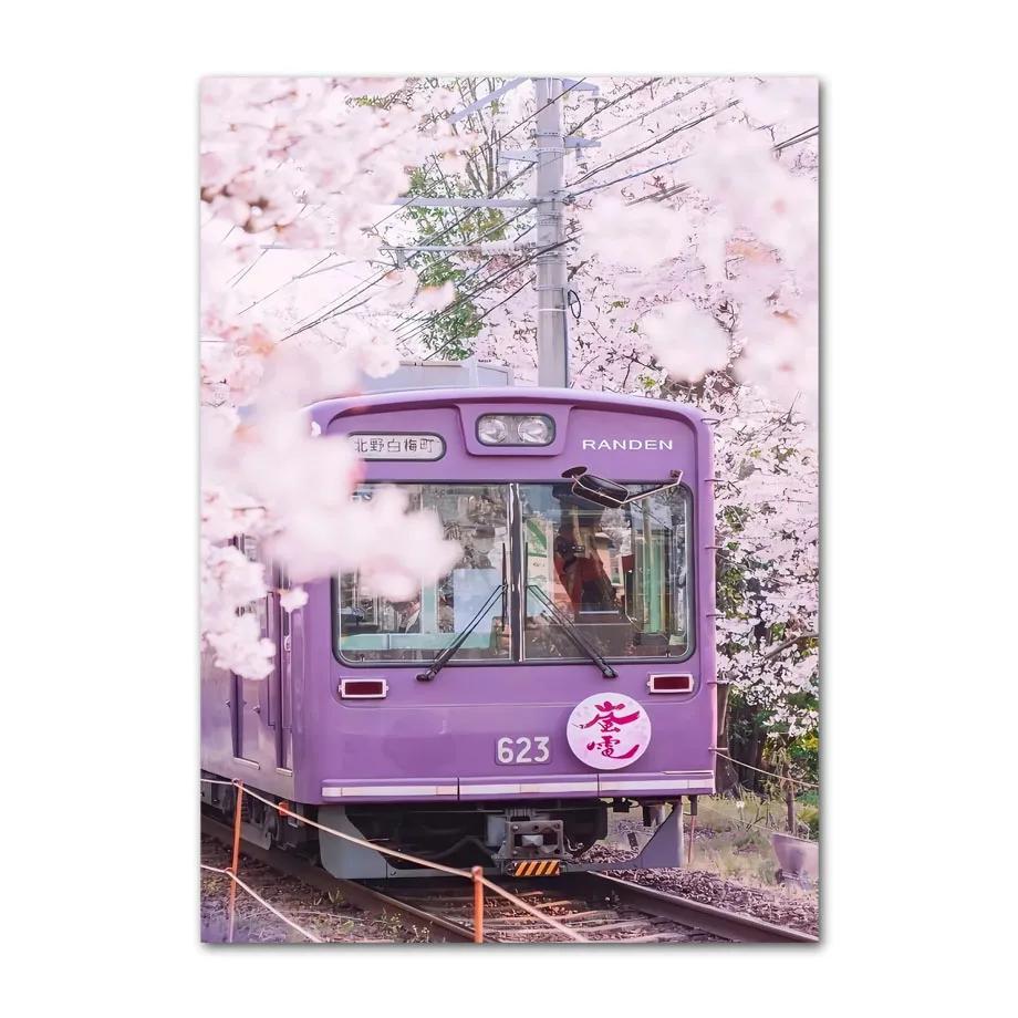 

Лавандовий Вінок Поїзд Велосипед Фіолетовий Пейзаж Настінне Мистецтво Скандинавські Постери Картина на Полотні та Принти Настінні Картини Декор для Вітальні 20x30cm No Framed