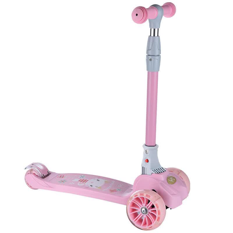 mpouka Adjustable Folding Kids 3-Wheel Scooter with Flashing Wheels