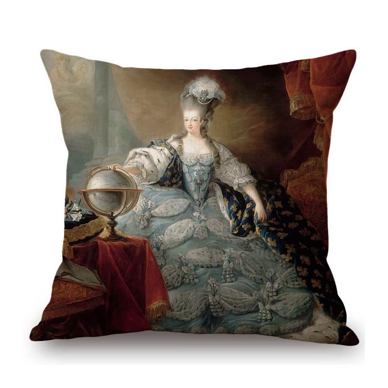 Royal Ancient European Elegant Madame Lady Princess Family Party Portrait Oil Painting Decorative Pillow Sofa Cushion Cover