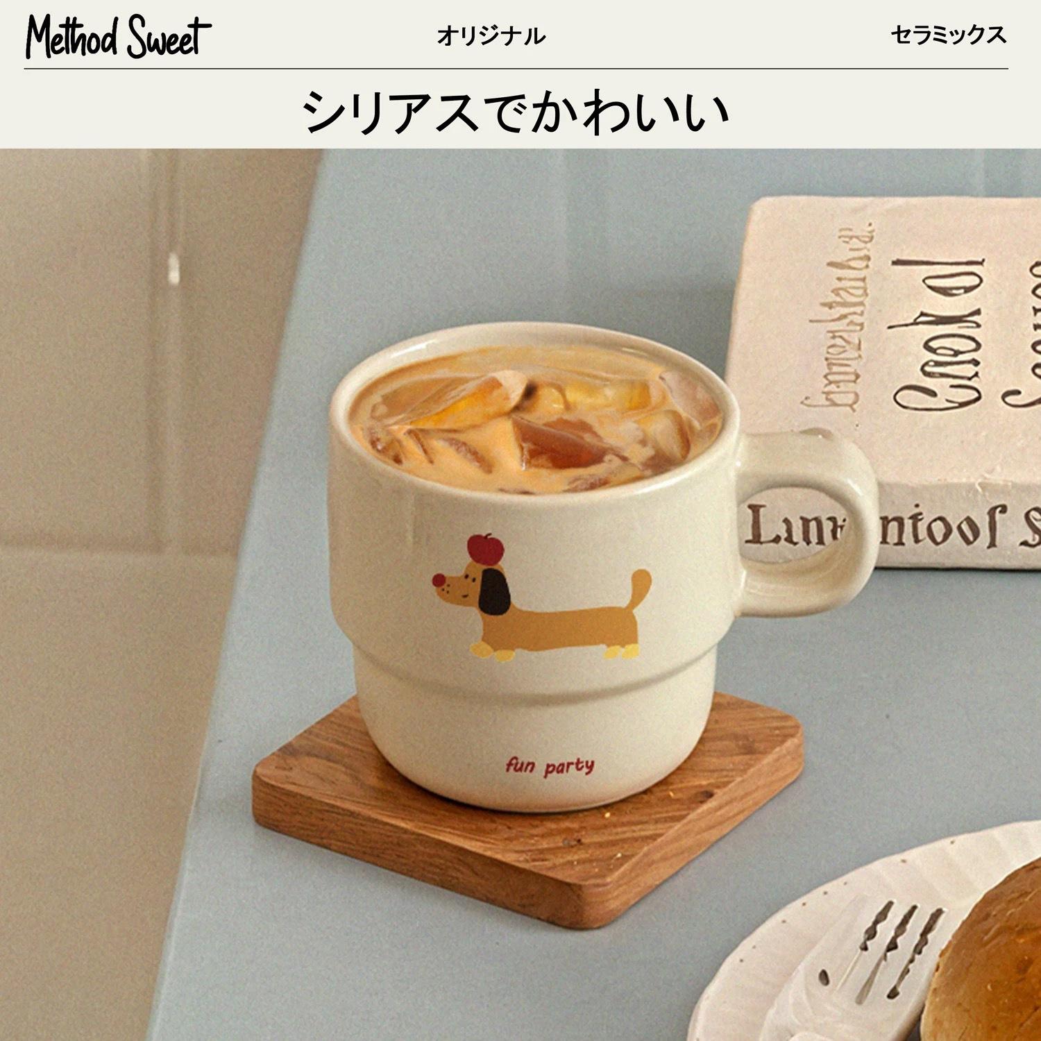 

Dachshund Puppy Stacked Cup Gift Box Ceramic Cute Hand-painted Cartoon Mug Korean Breakfast 300ML