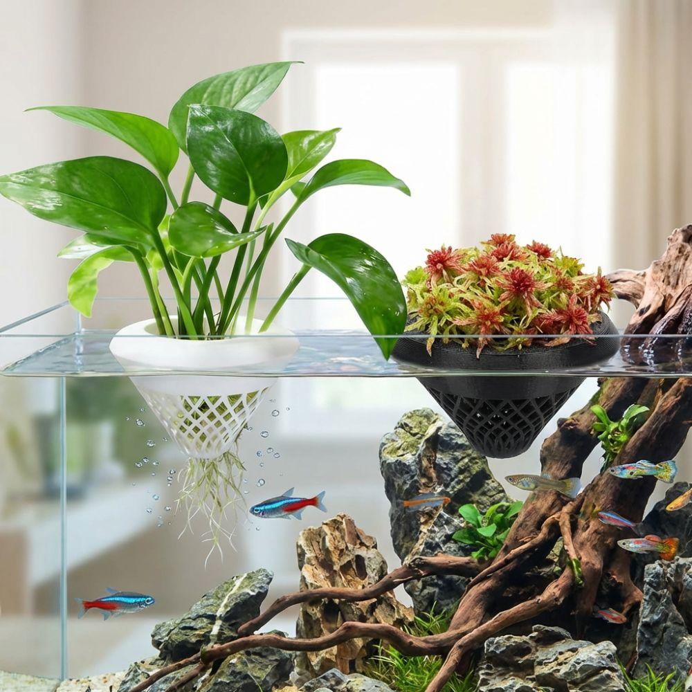 Growing Pots Floating Aquarium Planting Basket 3D Printed Coexistence Floating Pot  Fish Bowls