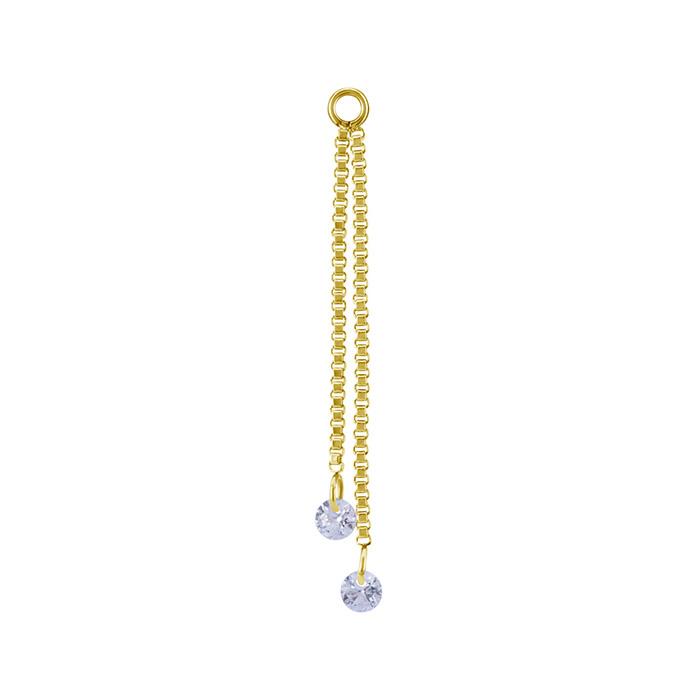 Charm Chain With White Zircons - Gold - D-071 25 Mm