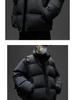 Men's Black Winter Down Puffer Jacket - Thick, Warm, Stand Collar, Casual Loose Fit, Trendy Youth Style