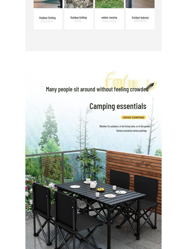 Egg Roll Portable Folding Table and Chair Set for Camping and Picnics