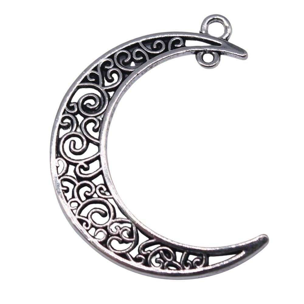 

10шт Полумесяц Луна Разъем Шармы Шармы Античное серебро Цвет Цинковый сплав 41X35mm