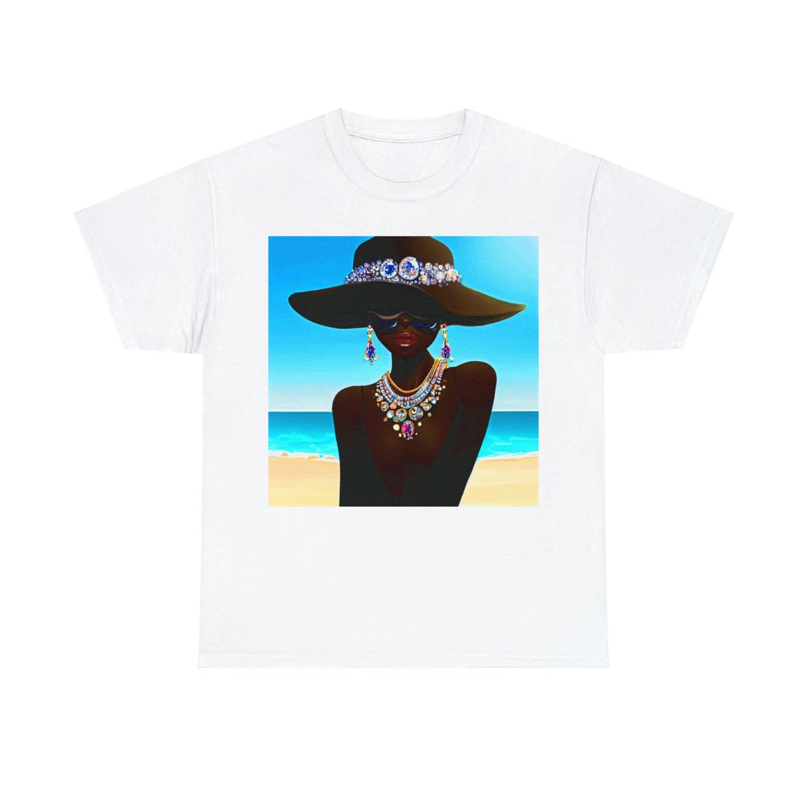 Black Queen Bejeweled Beach day Tee 110