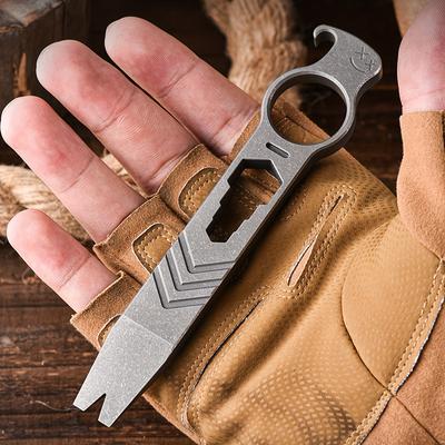 Titanium Alloy Multifunctional EDC Tool Pry Bar with Bottle Opener , Metal Utility Gadget for Everyday Carry Without Electricity Use