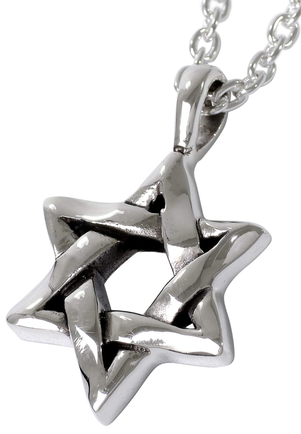 

[Shinjuku Gin no Kura] Plain Hexagram Star of David Silver 925 Necklace (with Chain) Men s Star Hexagram Casual
