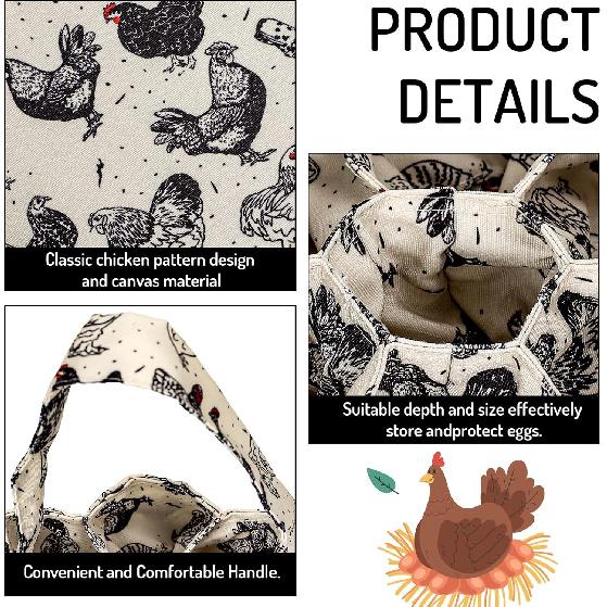 2Pcs Egg Bags with 7 Pouches Egg Collecting Basket Canvas Egg Gathering Bags for Farmhouse Garden Coop Hen Chicken Duck Goose Egg Storage, 8 x 2.6