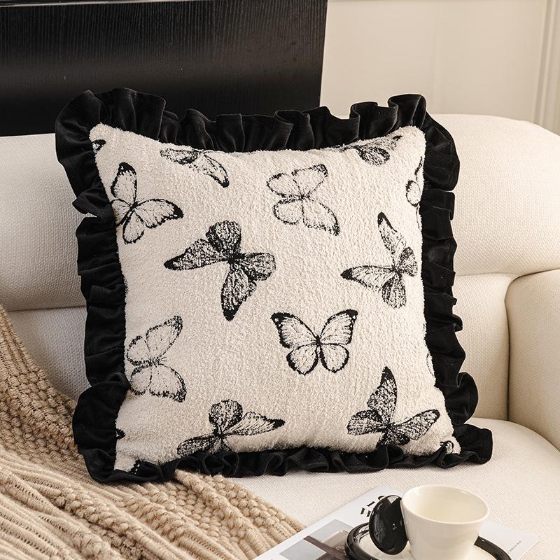 45X45CM Simple Versatile Throw Pillow Cover Black Lace Simple Waist Cushion Cover Decor Home Decorative Pillowcase 2026 New