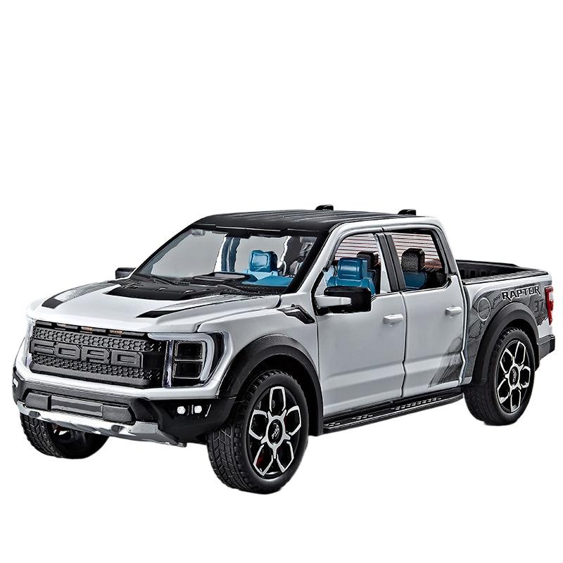 1/20 Ford Raptor F150 Pickup Alloy Truck Car Model Diecast Metal Off-road Vehicle Car Model Sound Light Simulation Kids Toy Gift