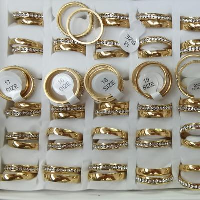 Unisex Zircon Band Brushed Wedding Stainless Steel Solid Party Rings Men Women