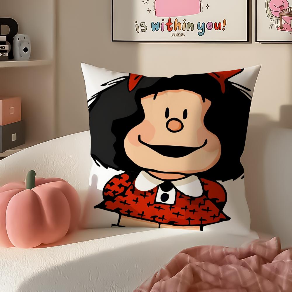 

Witty Satirical Argentine Cartoon MMafaldas Cushion Cover Pillowcase Short Plush Invisible zipper Room Sofa Cushion Cover 30X30cm