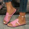 Sommer Ensfarvede Flate Sandaler Populære Åpen Tå Utendørs Tøfler Strand Damesko Pluss Størrelse Zapatos De Mujer Slides