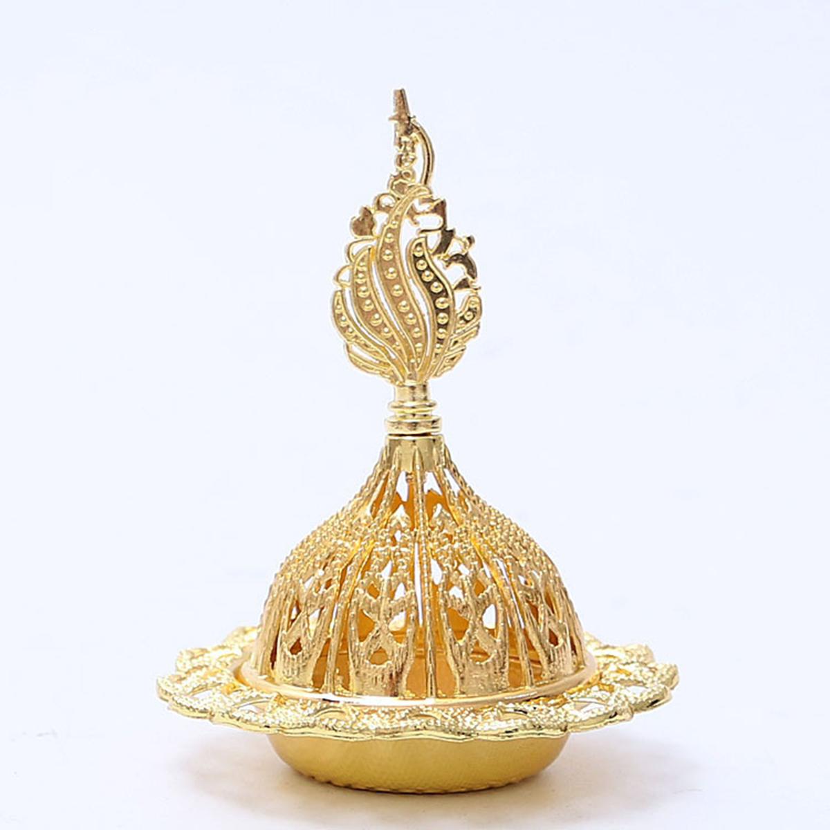 

Crown Retro Copper Hollow Out Incense Stick Burner Holder Golden Arab Burner Catcher Home Decoration