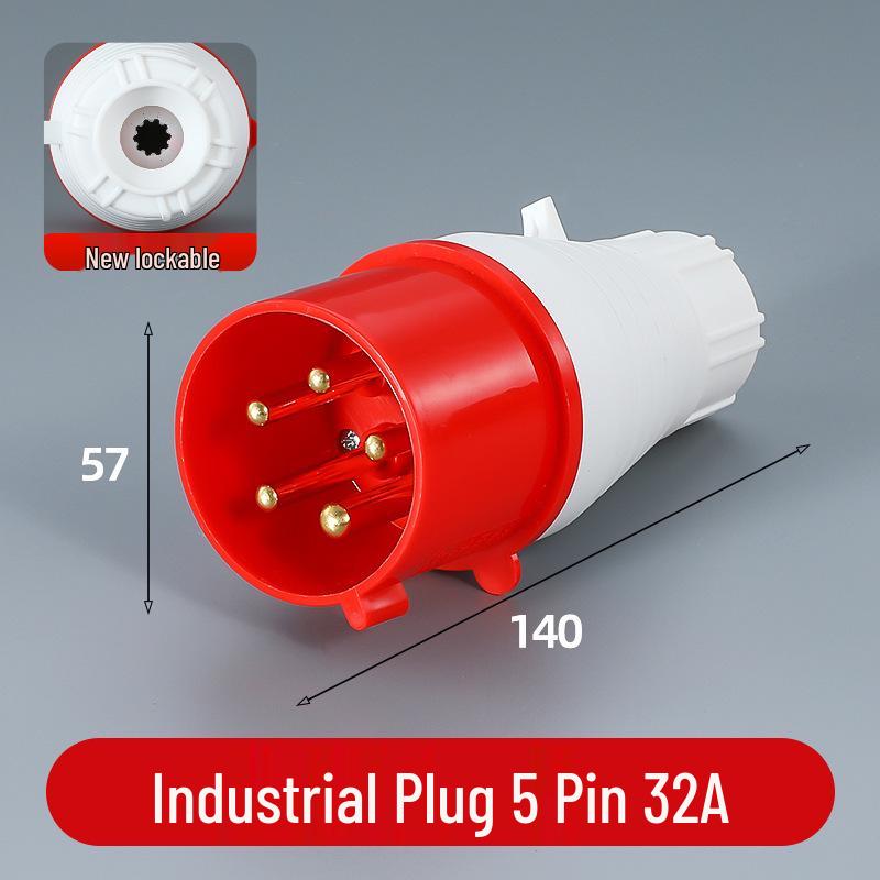 3/4/5 Pin Waterproof Aviation Connector, 32A, Three-Phase, Male & Female, Non-Explosion-Proof