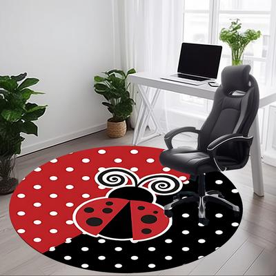 1 st Lieveheersbeestje PolkaDot Kantoor Ronde Vloerkleed, Onder Kantoorstoelen Slaapkamer Woonkamer Huisdecoratie, Kamer Decoratie