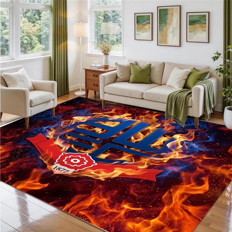 Bolton Wanderers FC Design Kristall-Samt-Teppich Weiche Dekorationsmatte für Schlafzimmer Eingang