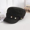 Flat-top equestrian hat for women, small face in autumn and winter, big head circumference, Maillard retro duck tongue beret, new model.