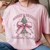 Comfort Colors® Custom Family Christmas Shirt, Merry & Bright Tree Tee, Pink Holiday Shirt for Women, Personalized Xmas T-Shirt Youth